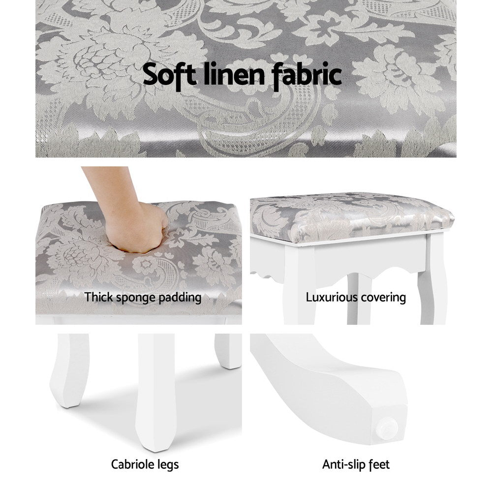 Artiss Dressing Table Stool – Velvet White