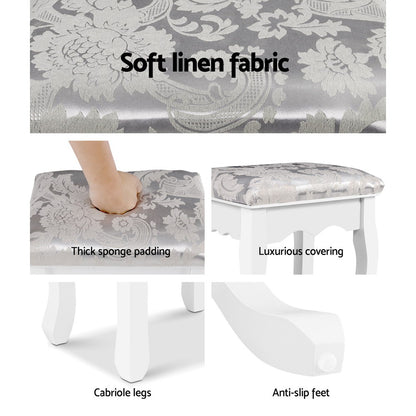 Artiss Dressing Table Stool – Velvet White