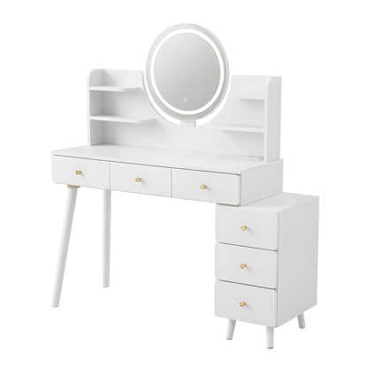 Artiss Dressing Table Vanity Desk – LED Mirror & Charging Station – White