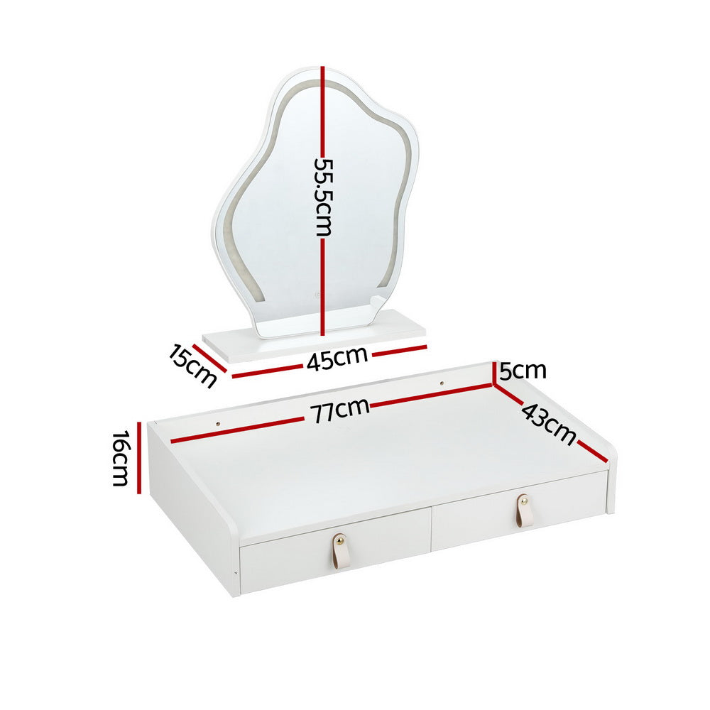 Artiss Daphne Floating LED Dressing Table – White