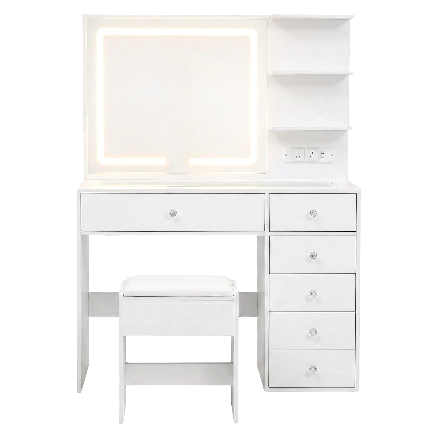 Artiss Dressing Table LED Vanity DesArtiss Dressing Table LED Vanity Desk Set with Stool – Whitek Set Stool White