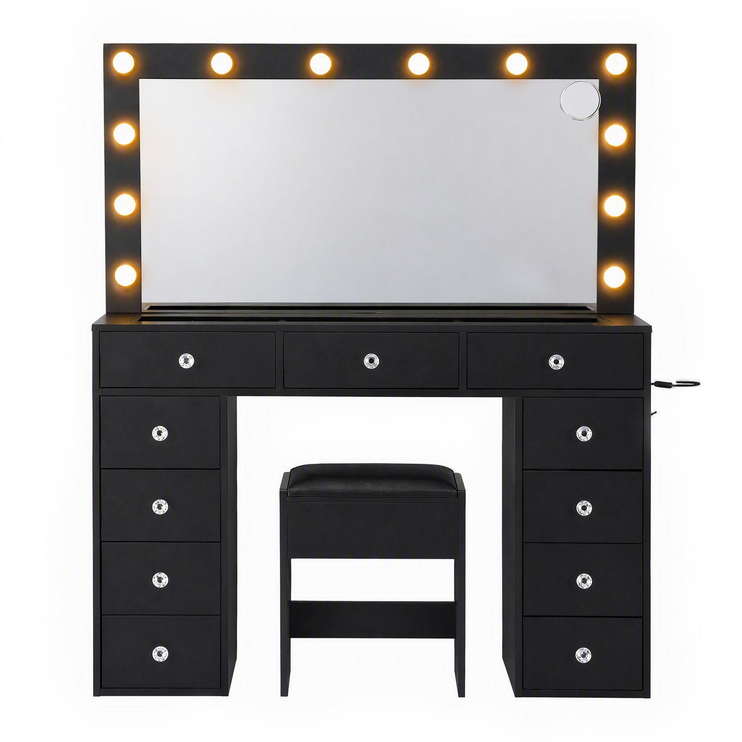 Artiss Dressing Table Charging Station LED Vanity Desk Set – Black