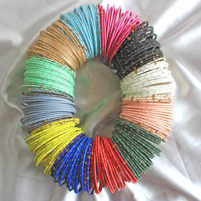 Leshya Brass Plated Alloy Bangle Set Multicolor