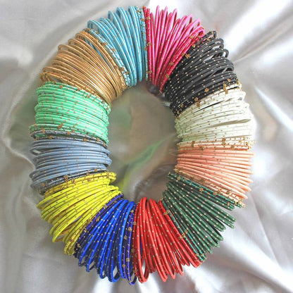 Leshya Brass Plated Alloy Bangle Set Multicolor