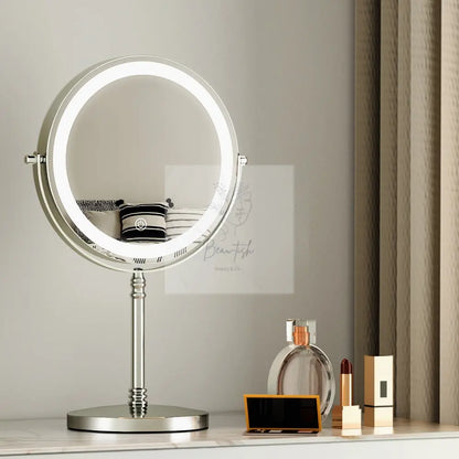 Embellir Makeup Mirror 20x20cm 10X Magnifying with LED Light Rotation Tabletop Beau-tish