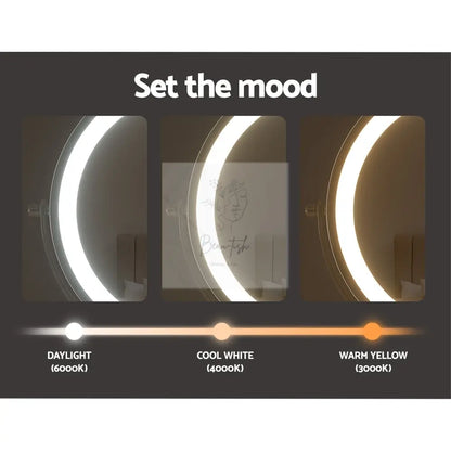 Embellir Makeup Mirror 20x20cm 10X Magnifying with LED Light Rotation Tabletop Beau-tish