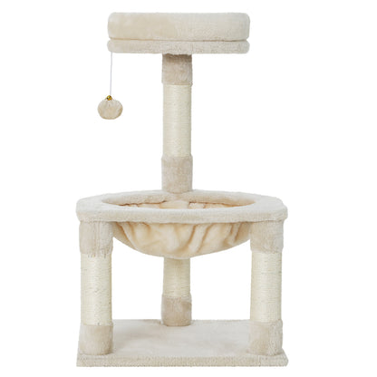 Cat Tree 69cm – 3-Level Scratching Post Tower, Condo, Toys, House & Bed