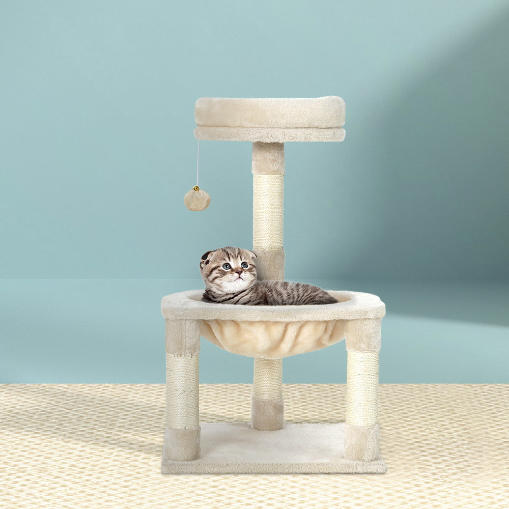 Cat Tree 69cm – 3-Level Scratching Post Tower, Condo, Toys, House & Bed