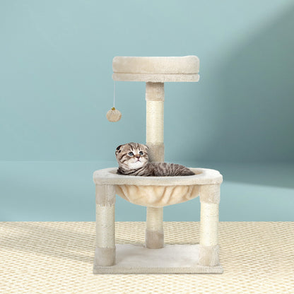 Cat Tree 69cm – 3-Level Scratching Post Tower, Condo, Toys, House & Bed