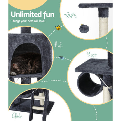 Cat Tree 144cm – Multi-Level Scratching Post, Condo, Toys & Bed