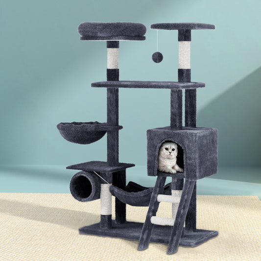 Cat Tree 144cm – Multi-Level Scratching Post, Condo, Toys & Bed