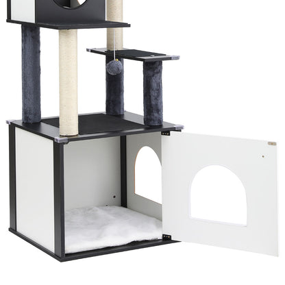 Pet Cat Tree Tower 144cm – Scratching Post, Condo, Bed & Play Centre