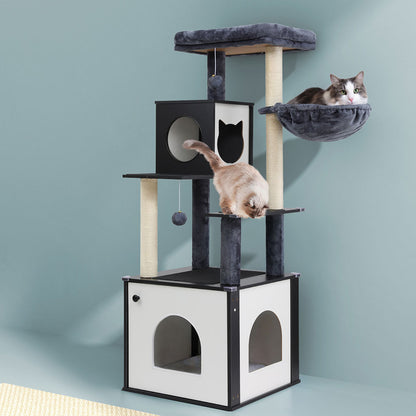 Pet Cat Tree Tower 144cm – Scratching Post, Condo, Bed & Play Centre