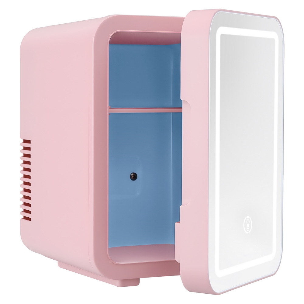 4L Skincare Fridge with LED Mirror – Pink
