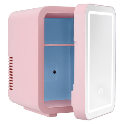 4L Skincare Fridge with LED Mirror – Pink