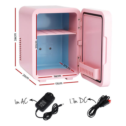 4L Skincare Fridge with LED Mirror – Pink