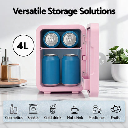4L Skincare Fridge with LED Mirror – Pink
