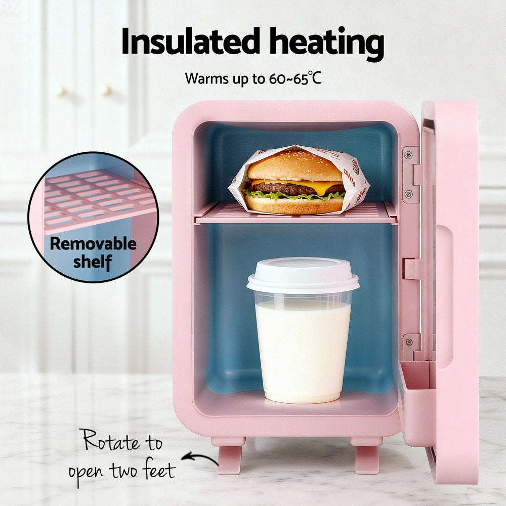 4L Skincare Fridge with LED Mirror – Pink