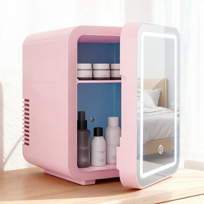 4L Skincare Fridge with LED Mirror – Pink