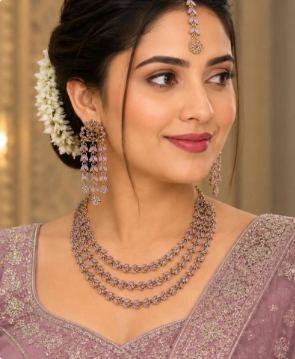 Mehandi Plated Agate Stone Necklace Set With Earrings & Maang Tikka