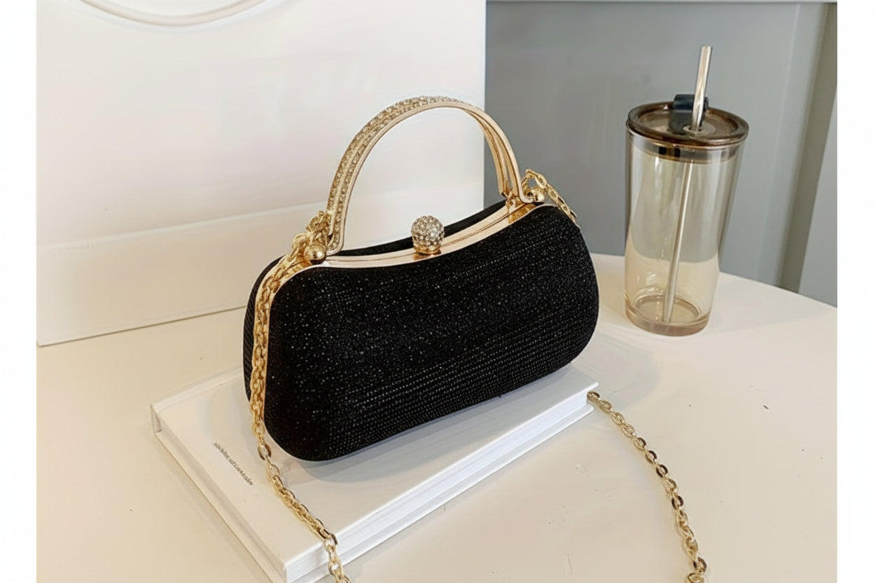 Glittering Rhinestone Women's Evening Bag, Sparkly Crossbody Chain