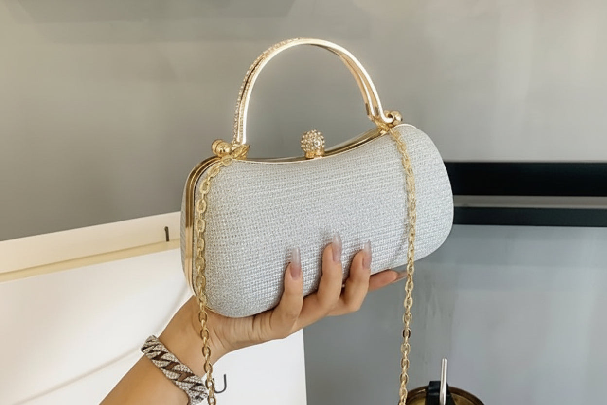 Glittering Rhinestone Women's Evening Bag, Sparkly Crossbody Chain
