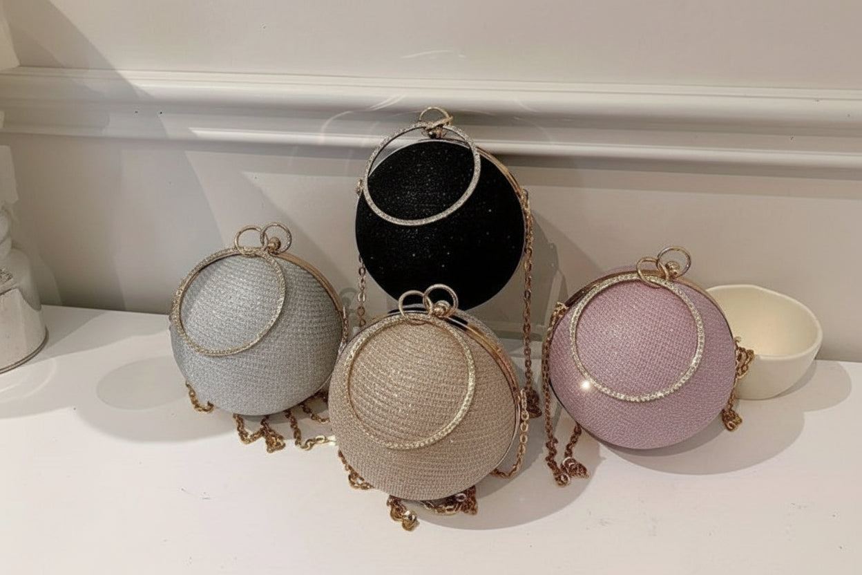 Shiny & Glitter Round Evening Bag
