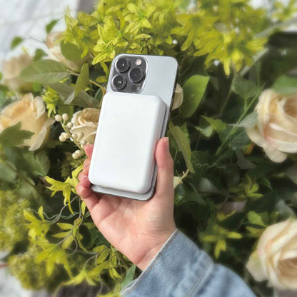 Laser 5000mAh Magnetic Wireless Power Bank White