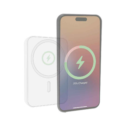 Laser 5000mAh Magnetic Wireless Power Bank White