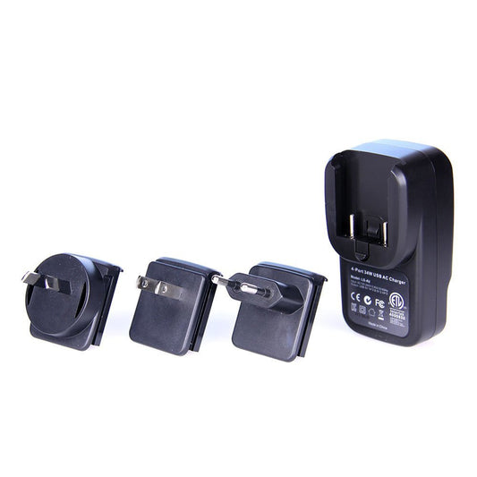 Laser 4-Port USB Travel Charger with Global Adapters