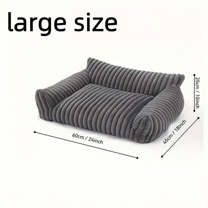 White Comfortable Cat Sofa – Soft Plush Cat Bed, Cosy Sleeping Basket & Modern Pet Furniture