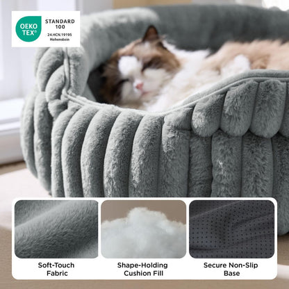 Plush Round Cat Bed – Navy 26in | Cosy & Comfortable Cat Furniture