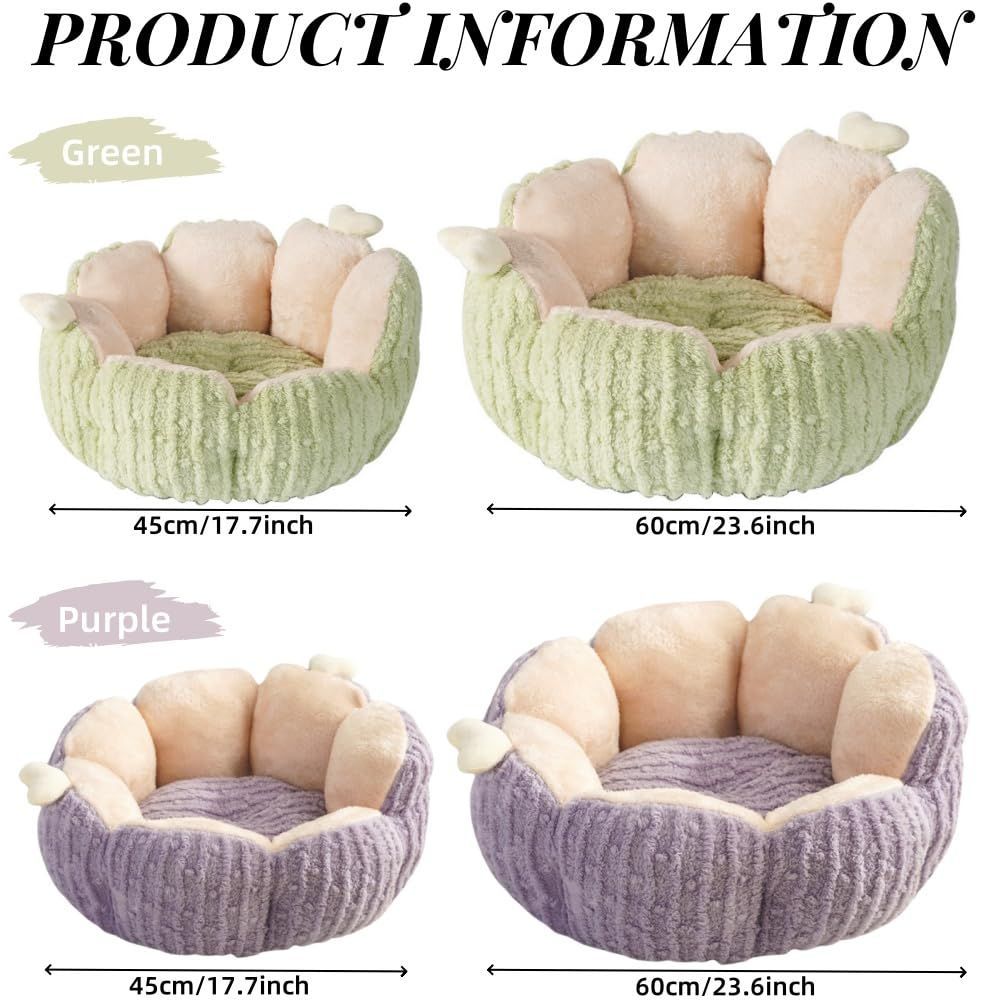 Cactus Cat Bed – Fluffy Indoor Pet House with Removable Washable Cushion, Purple 60cm