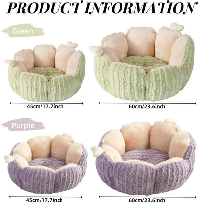 Cactus Cat Bed – Fluffy Indoor Pet House with Removable Washable Cushion, Purple 60cm