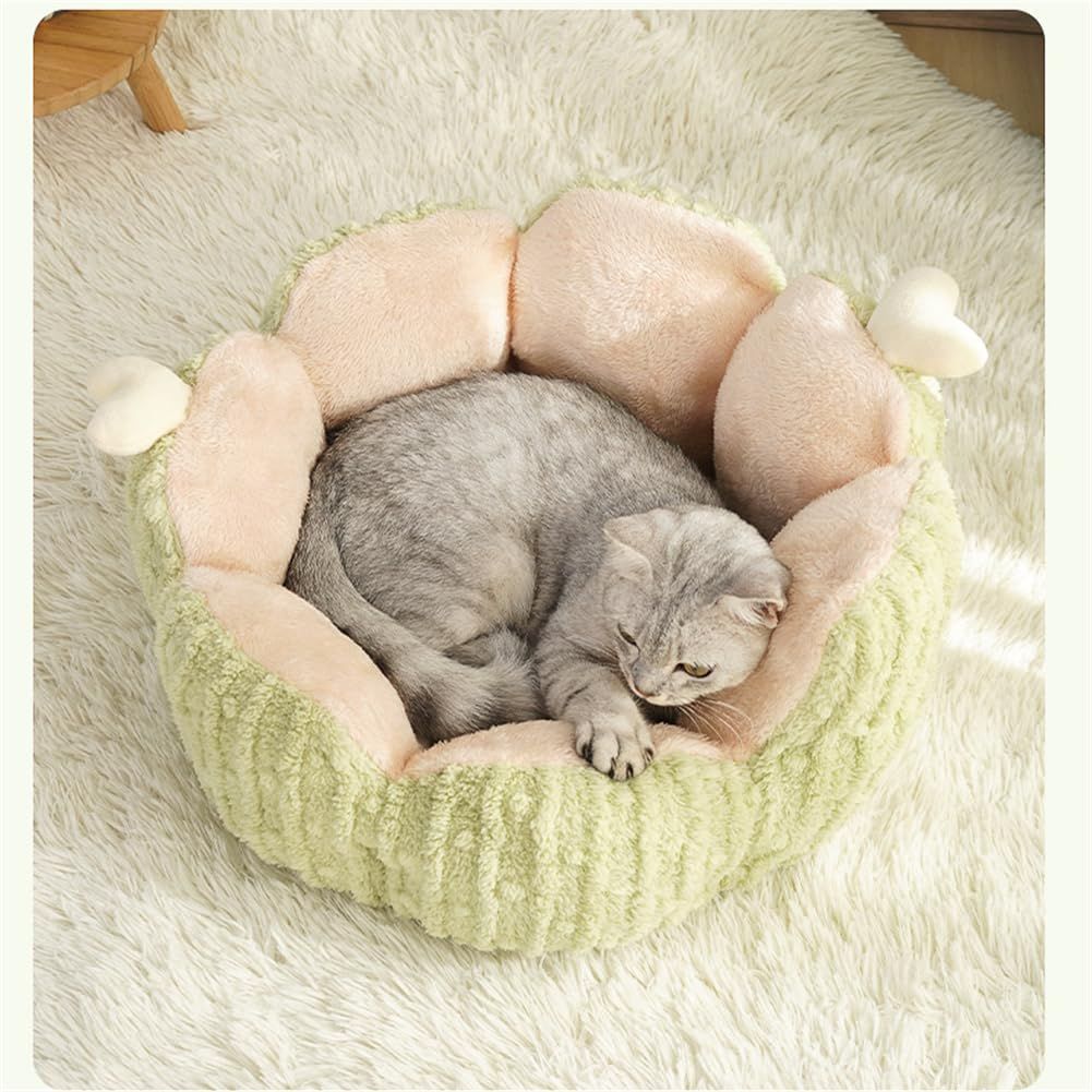 Cactus Cat Bed – Fluffy Indoor Pet House with Removable Washable Cushion, Purple 60cm