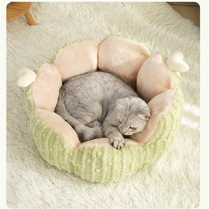 Cactus Cat Bed – Fluffy Indoor Pet House with Removable Washable Cushion, Purple 60cm