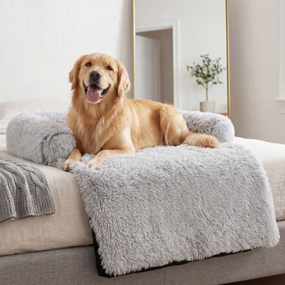 Plush Dog Bed with Bolster – Comfortable Bed for Small & Large Dogs