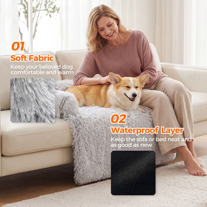 Plush Dog Bed with Bolster – Comfortable Bed for Small & Large Dogs