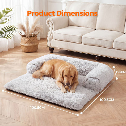 Plush Dog Bed with Bolster – Comfortable Bed for Small & Large Dogs
