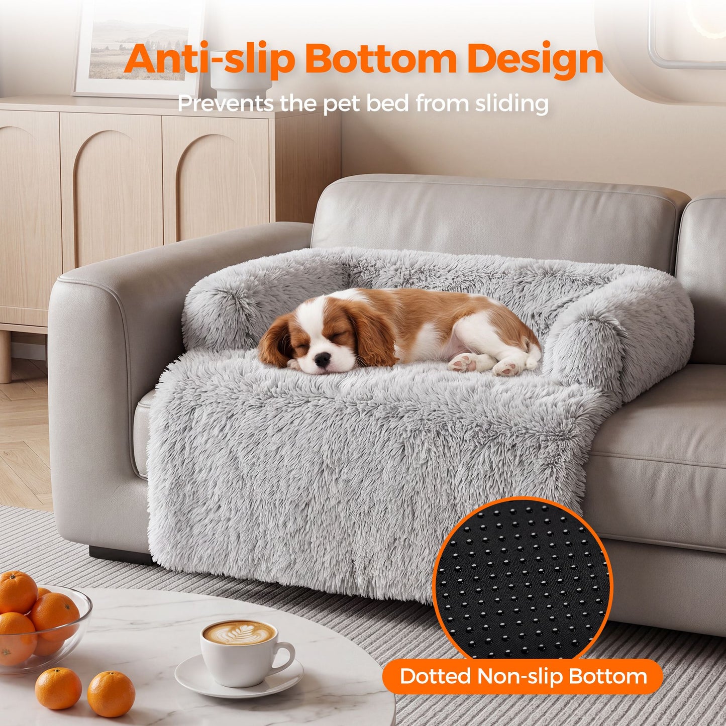 Plush Dog Bed with Bolster – Comfortable Bed for Small & Large Dogs