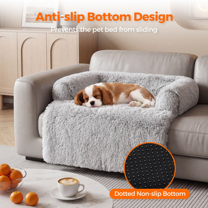 Plush Dog Bed with Bolster – Comfortable Bed for Small & Large Dogs