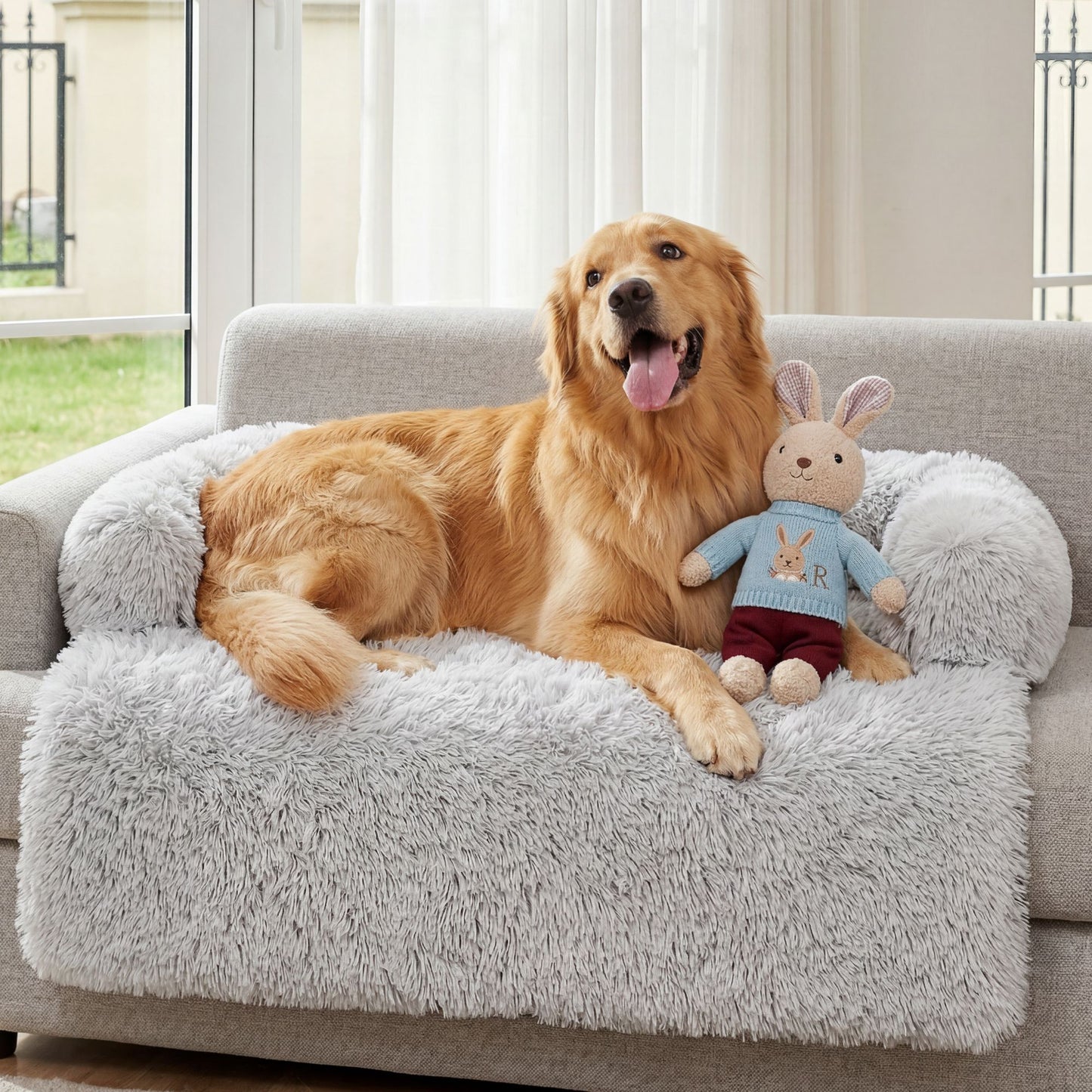 Plush Dog Bed with Bolster – Comfortable Bed for Small & Large Dogs