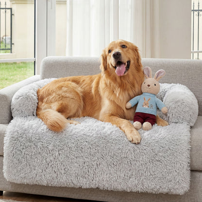 Plush Dog Bed with Bolster – Comfortable Bed for Small & Large Dogs