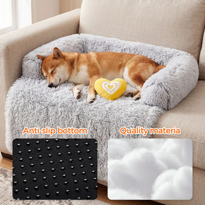Plush Dog Bed with Bolster – Comfortable Bed for Small & Large Dogs