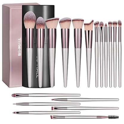Champagne Gold Makeup Brush Set (18-Piece)