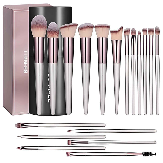 Champagne Gold Makeup Brush Set (18-Piece)