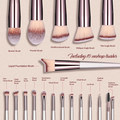Champagne Gold Makeup Brush Set (18-Piece)