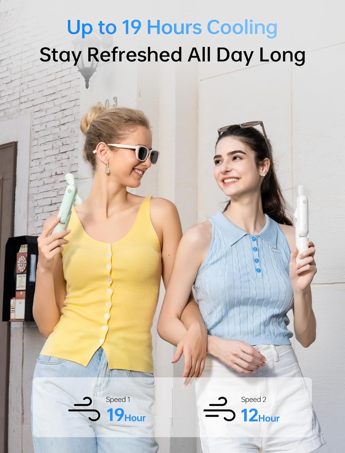 Handheld Mini Fan (Green), 3-in-1 USB Rechargeable Portable Fan with Power Bank & Flashlight