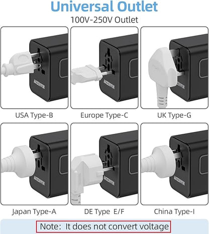Universal International Power Adapter 2 USB-C &1 USB A