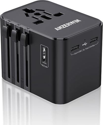 Universal International Power Adapter 2 USB-C &1 USB A